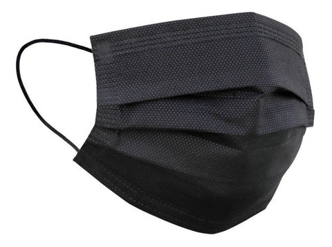 Cubre boca tricapa plisado negro caja c/50 piezas